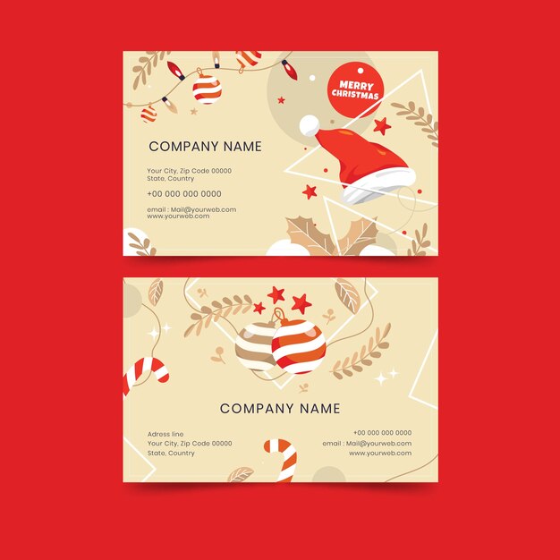Plantilla de tarjetas de navidad de negocios planas