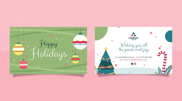 Plantilla de tarjetas de navidad de negocios planas
