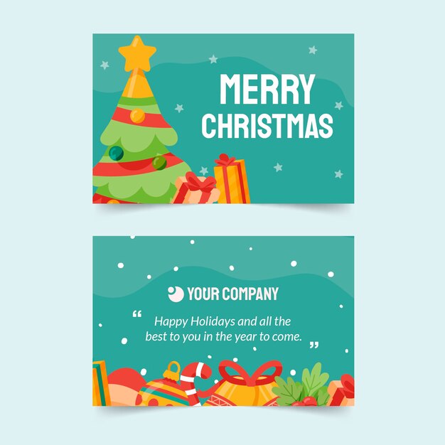 Plantilla de tarjetas de navidad de negocios planas