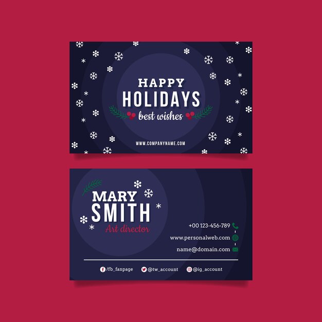 Plantilla de tarjetas de navidad de negocios planas