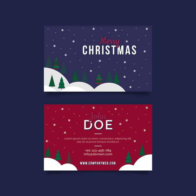 Plantilla de tarjetas de navidad de negocios planas