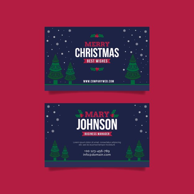 Plantilla de tarjetas de navidad de negocios planas