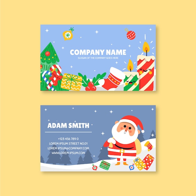 Plantilla de tarjetas de navidad de negocios planas