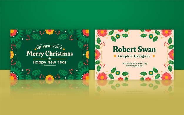 Plantilla de tarjetas de navidad de negocios planas
