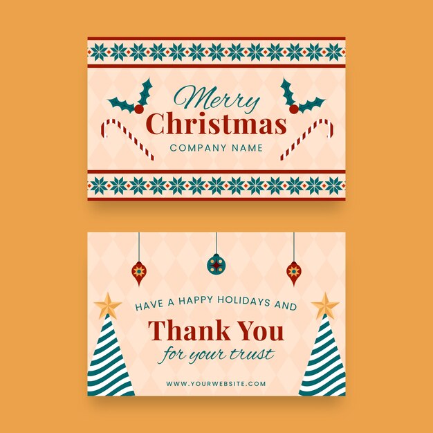Plantilla de tarjetas de navidad de negocios planas
