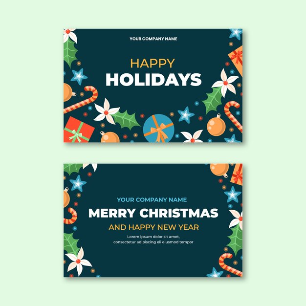 Plantilla de tarjetas de navidad de negocios planas