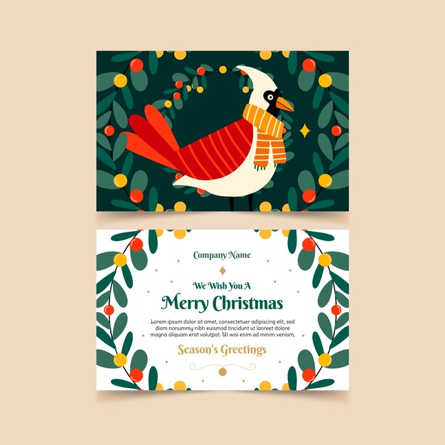 Plantilla de tarjetas de navidad de negocios planas
