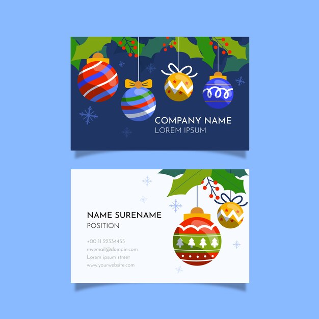 Plantilla de tarjetas de navidad de negocios planos dibujados a mano