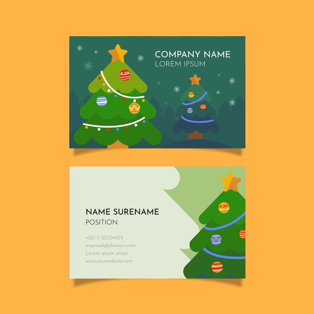 Plantilla de tarjetas de navidad de negocios planos dibujados a mano