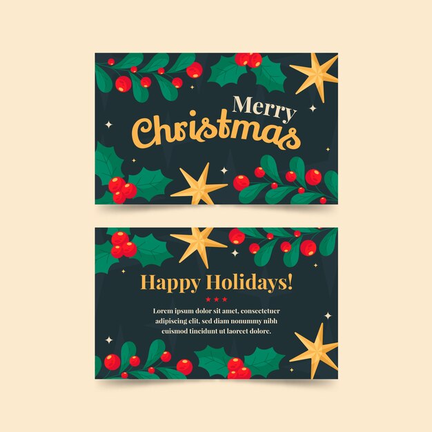 Plantilla de tarjetas de navidad de negocios planos dibujados a mano