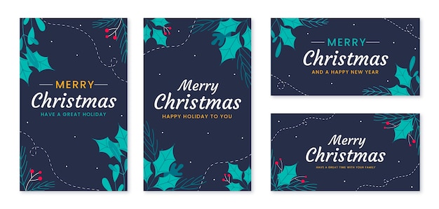 Vector gratuito plantilla de tarjetas de navidad de negocios planos dibujados a mano