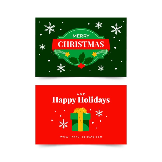 Plantilla de tarjetas de navidad de negocios planos dibujados a mano