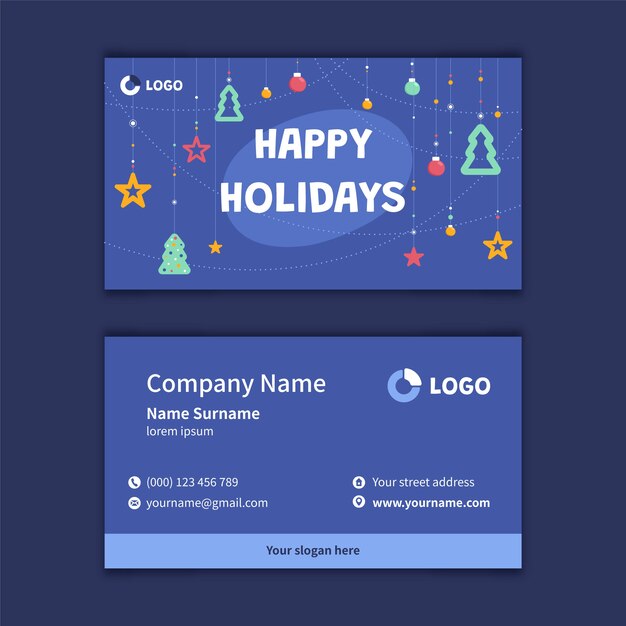 Plantilla de tarjetas de navidad de negocios planos dibujados a mano