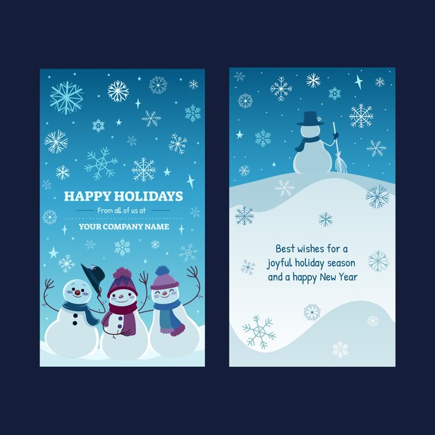 Plantilla de tarjetas de navidad de negocios planos dibujados a mano