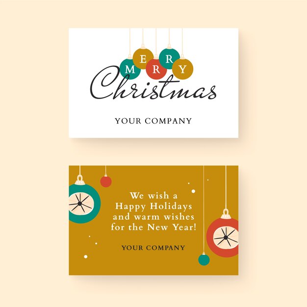 Plantilla de tarjetas de navidad de negocios planos dibujados a mano