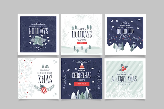 Plantilla de tarjetas de navidad ornamentales