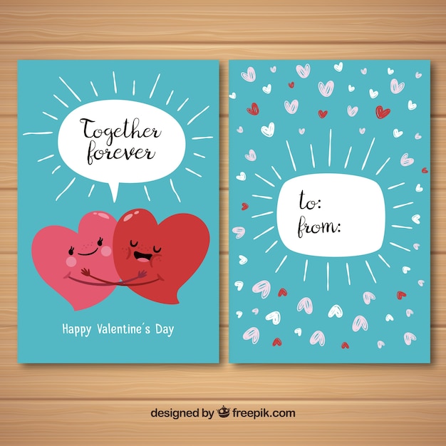 Vector gratuito plantilla de tarjetas de san valentin azules