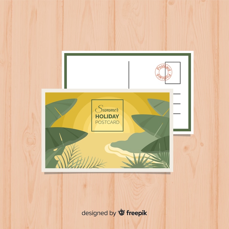 Vector gratuito plantilla de tarjetas de vacaciones de verano