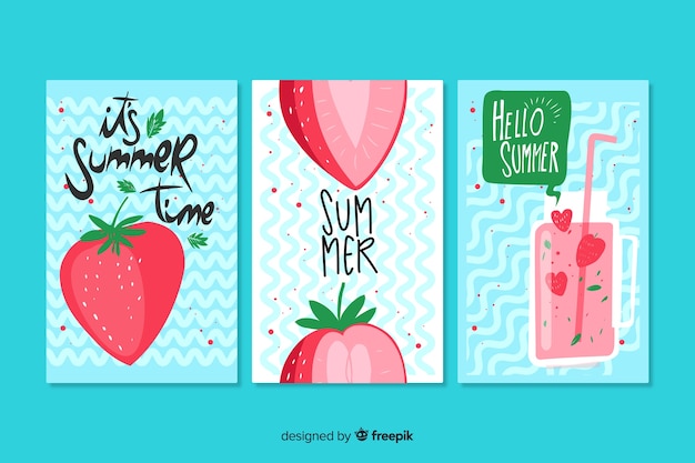 Vector gratuito plantilla de tarjetas de verano dibujadas a mano