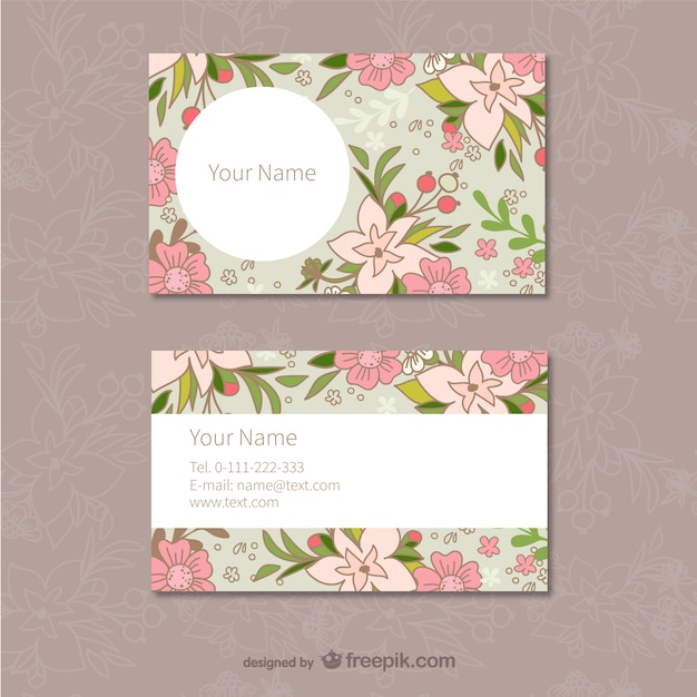 Vector gratuito plantilla de tarjetas de visita floral