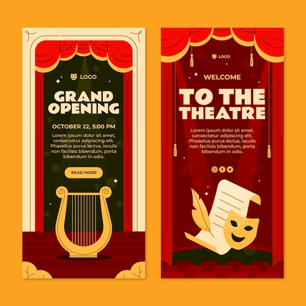 Vector gratuito plantilla de teatro dibujada a mano