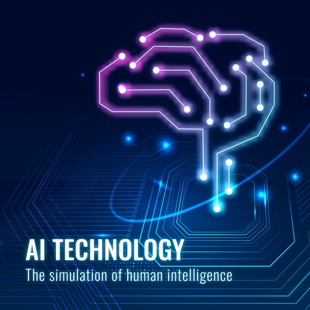 Plantilla de tecnología de AI futurista vector tecnología disruptiva publicación en redes sociales