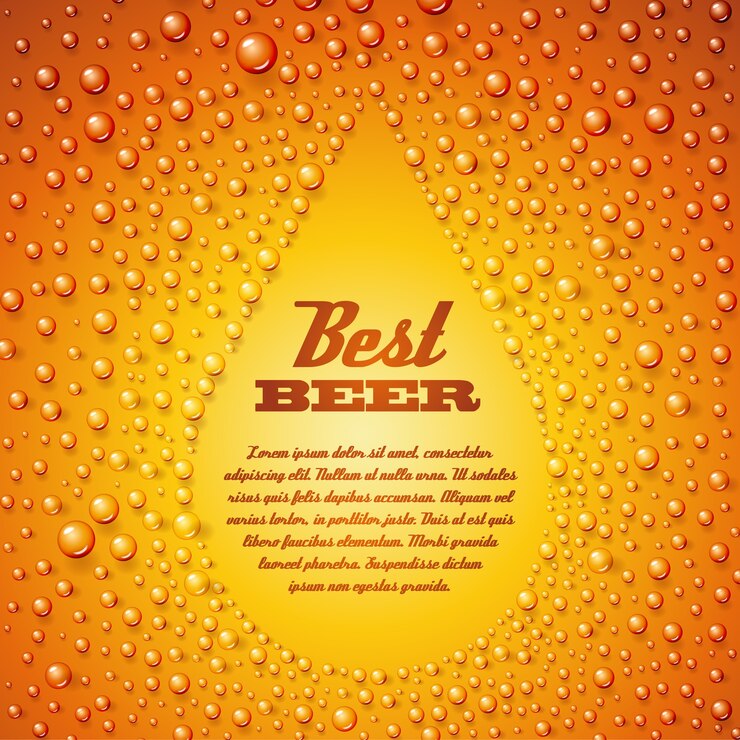 Plantilla de texto de cerveza cerveza en burbujas de agua condensada
