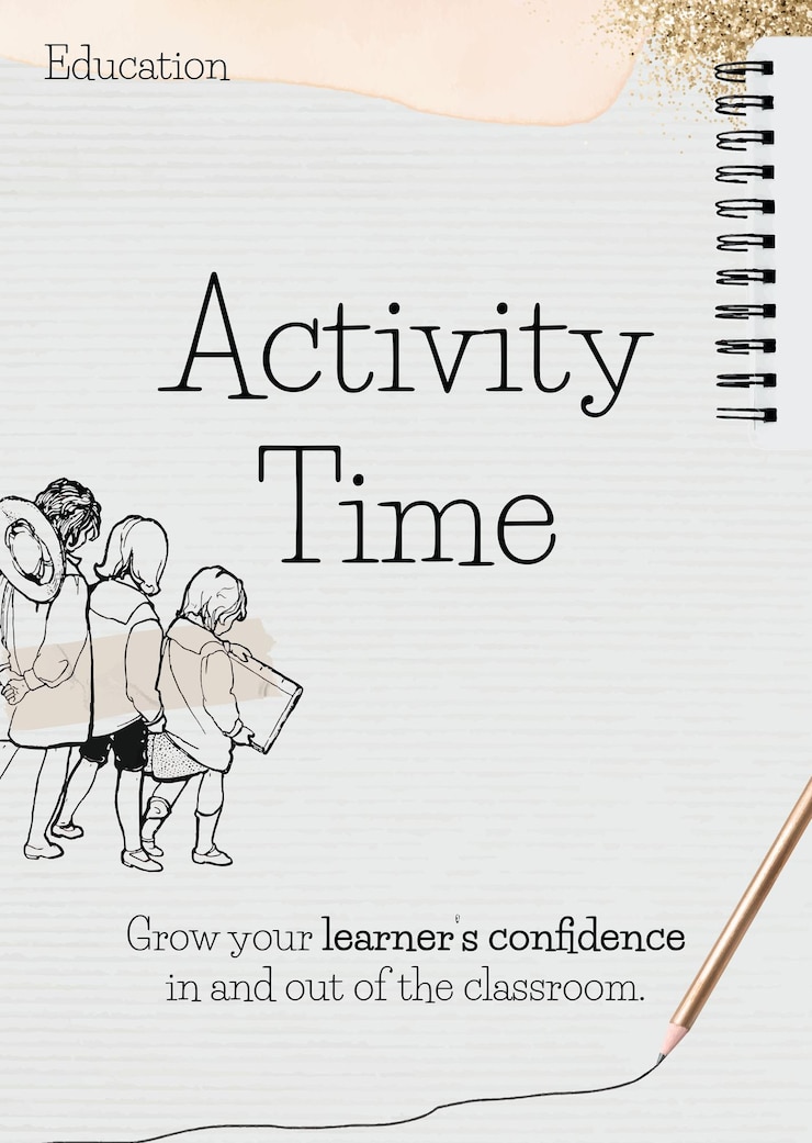 Vector gratuito plantilla de tiempo de actividad en papel con doodle de estudiante