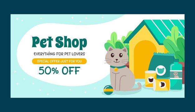 Plantilla de tienda de mascotas dibujada a mano