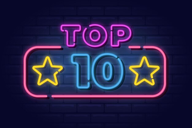 Plantilla de top 10 de luces de neón