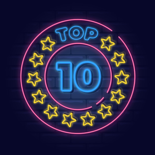 Plantilla de top 10 de luces de neón