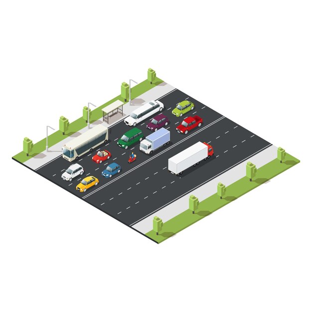Plantilla de tráfico urbano isométrico
