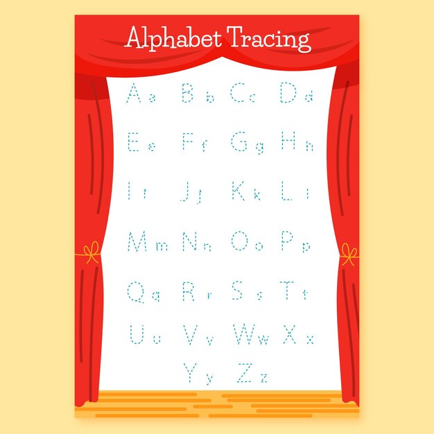 Plantilla de trazado de alfabeto educativo