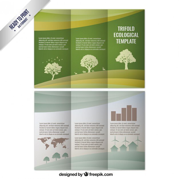Plantilla de tríptico ecológico con árboles