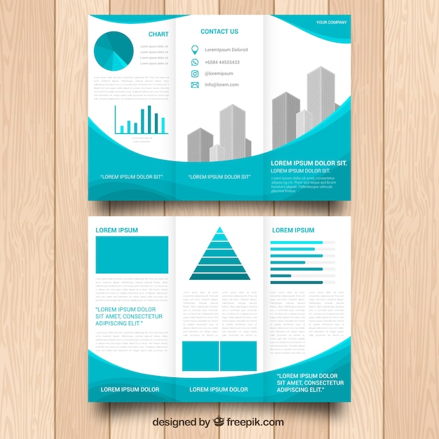 Plantilla de tríptico de negocios con gráficas