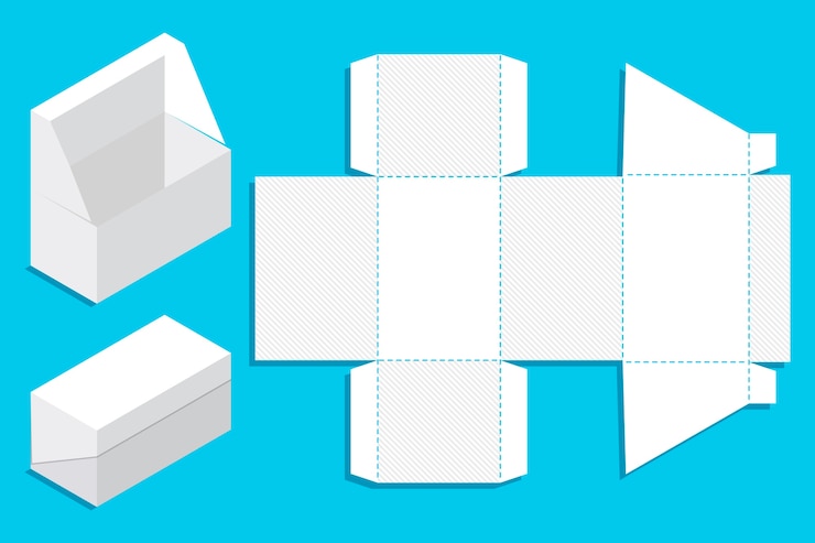 Vector gratuito plantilla troquelada de caja rectangular de diseño plano