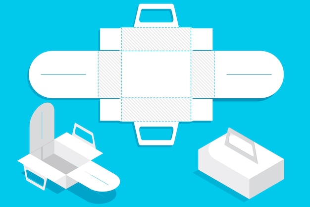 Plantilla troquelada de caja rectangular de diseño plano