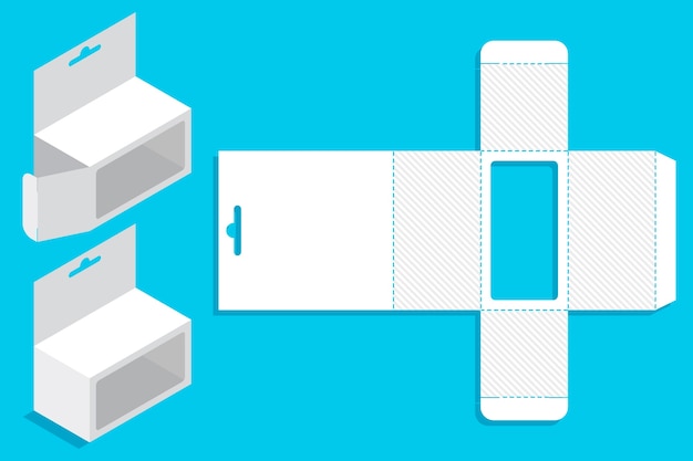 Plantilla troquelada de caja rectangular de diseño plano