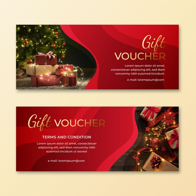 Plantilla de vale de regalo con foto de regalos