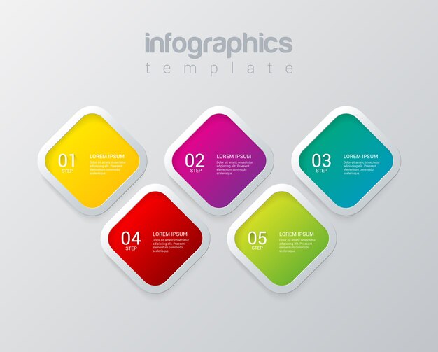 Plantilla de vector de diseño de infografías Plantilla multicolor Colección de conceptos de fondo de infografía