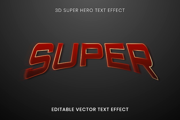 Plantilla de vector de efecto de texto 3D, tipografía editable de superhéroe de alta calidad