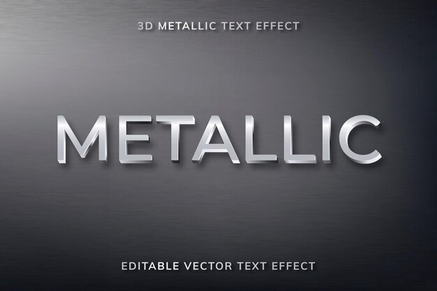 Plantilla de vector de efecto de texto metálico editable