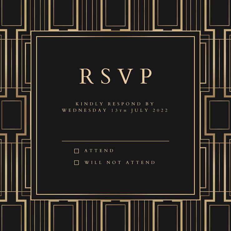 Vector gratuito plantilla de vector de invitación de boda para publicación en redes sociales con estilo art deco geométrico