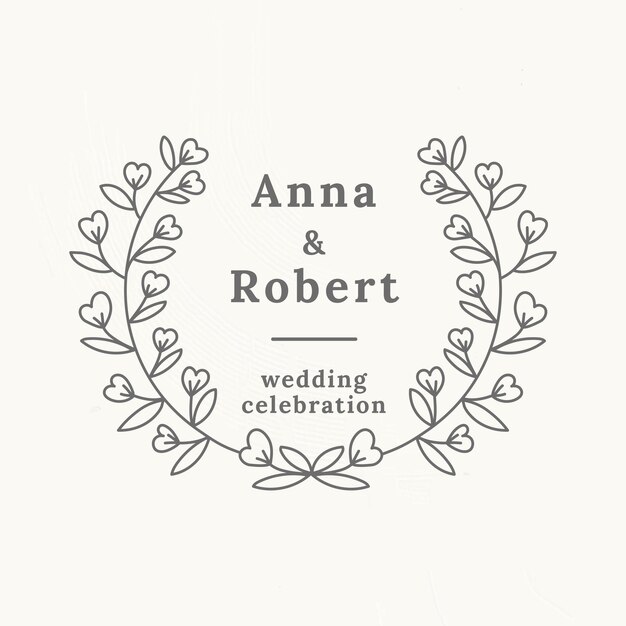 Plantilla de vector de logotipo de boda en estilo botánico