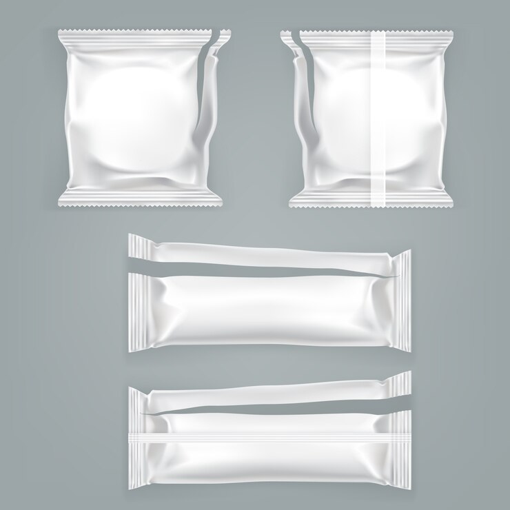 Vector gratuito plantilla de vector de paquete de plástico de alimentos desplegado