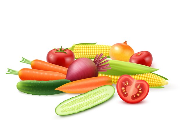 Plantilla de verduras frescas de colores