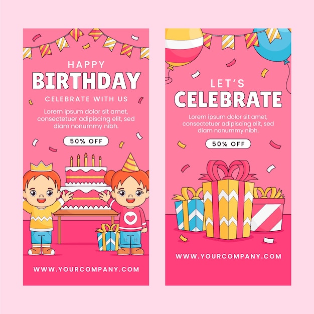 Plantilla vertical de celebración de feliz cumpleaños