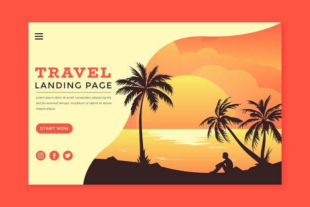 Plantilla de viaje de la página de destino