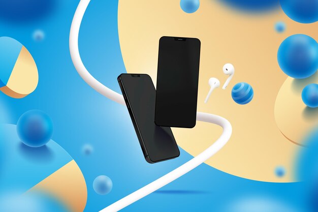 Plantilla de visualización con teléfonos inteligentes