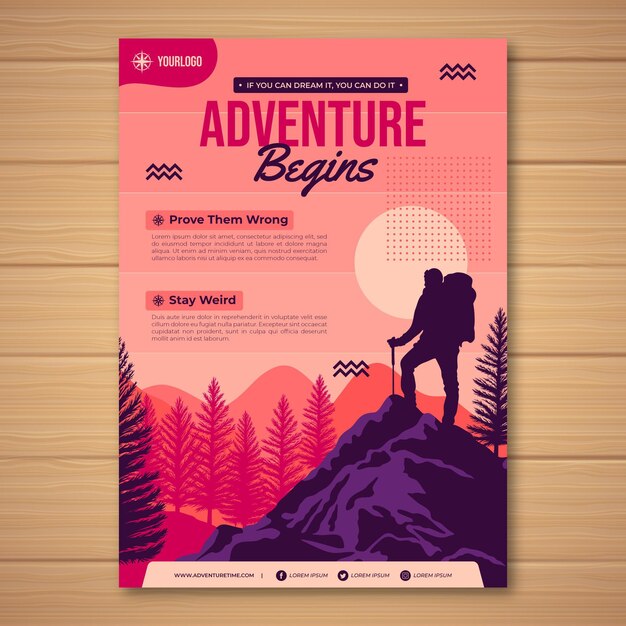 Plantilla de volante de aventura plana